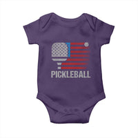 Pickleball Lover Vintage American Flag Baby Onesie 4th of July - Wonder Print Shop