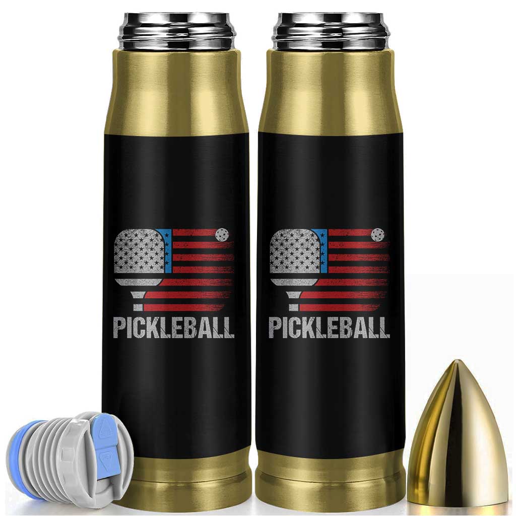 Pickleball Lover Vintage American Flag Bullet Tumbler 4th of July - Wonder Print Shop