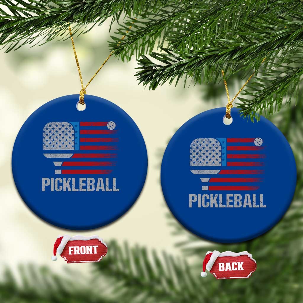 Pickleball Lover Vintage American Flag Ceramic Ornament 4th of July - Wonder Print Shop