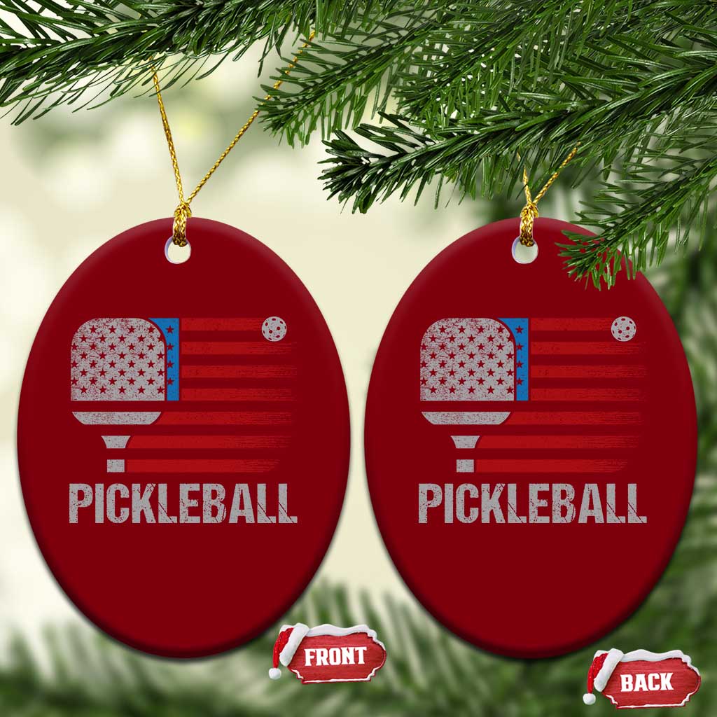 Pickleball Lover Vintage American Flag Ceramic Ornament 4th of July - Wonder Print Shop