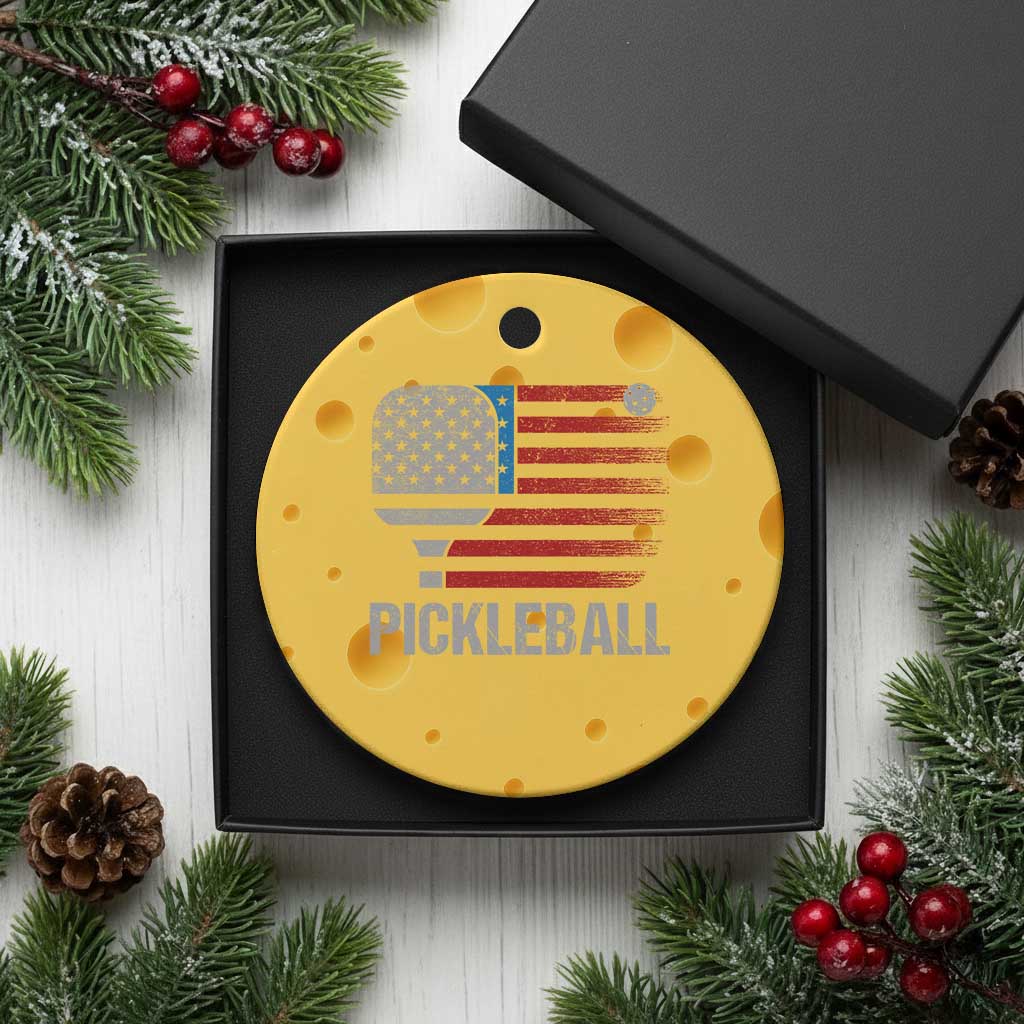 Pickleball Lover Vintage American Flag Ceramic Ornament 4th of July - Wonder Print Shop