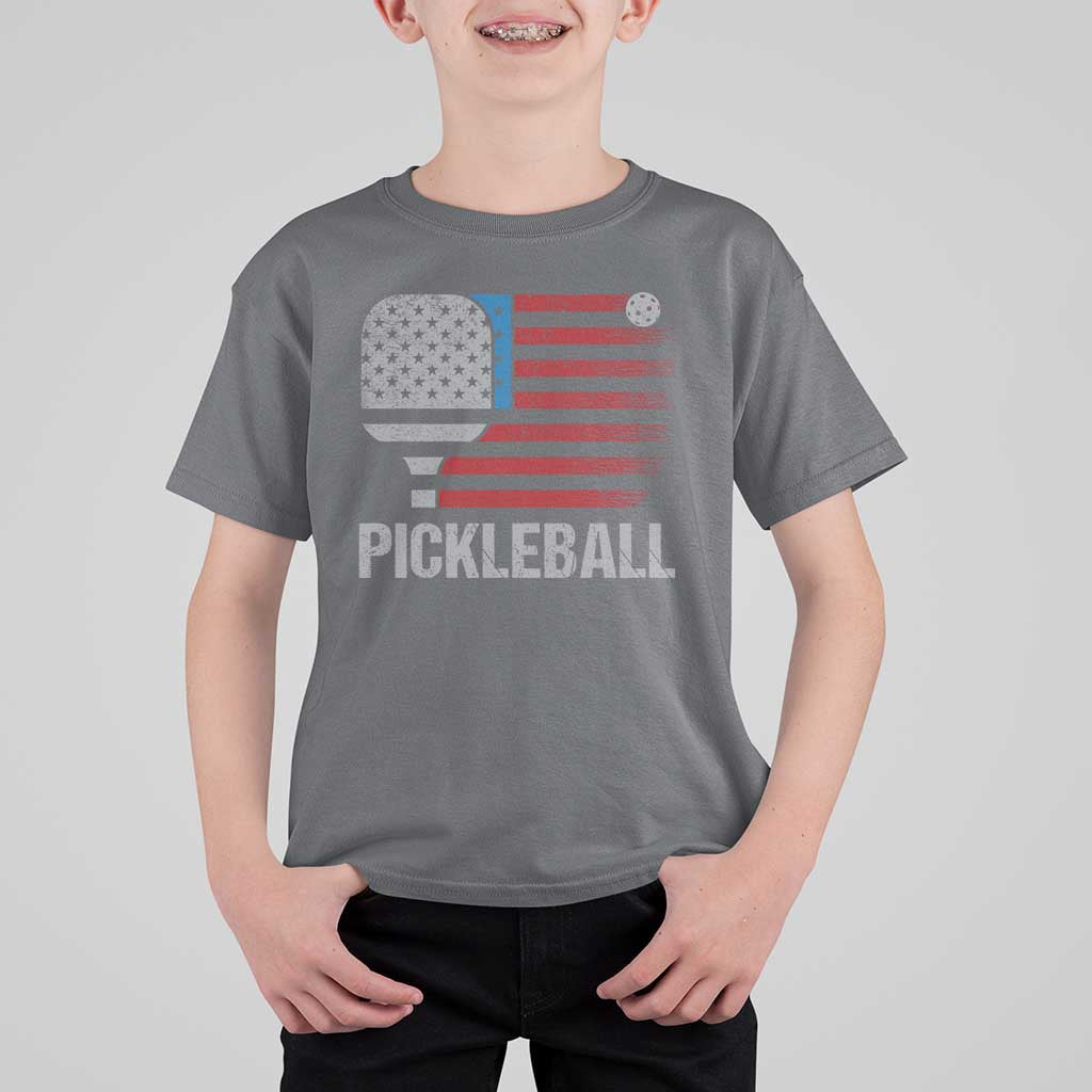 Pickleball Lover Vintage American Flag T Shirt For Kid 4th of July - Wonder Print Shop