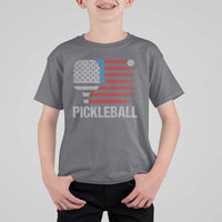Pickleball Lover Vintage American Flag T Shirt For Kid 4th of July - Wonder Print Shop