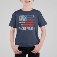 Pickleball Lover Vintage American Flag T Shirt For Kid 4th of July - Wonder Print Shop