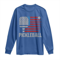 Pickleball Lover Vintage American Flag Long Sleeve Shirt 4th of July - Wonder Print Shop