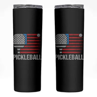 Pickleball Lover Vintage American Flag Skinny Tumbler 4th of July - Wonder Print Shop