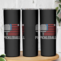 Pickleball Lover Vintage American Flag Skinny Tumbler 4th of July - Wonder Print Shop