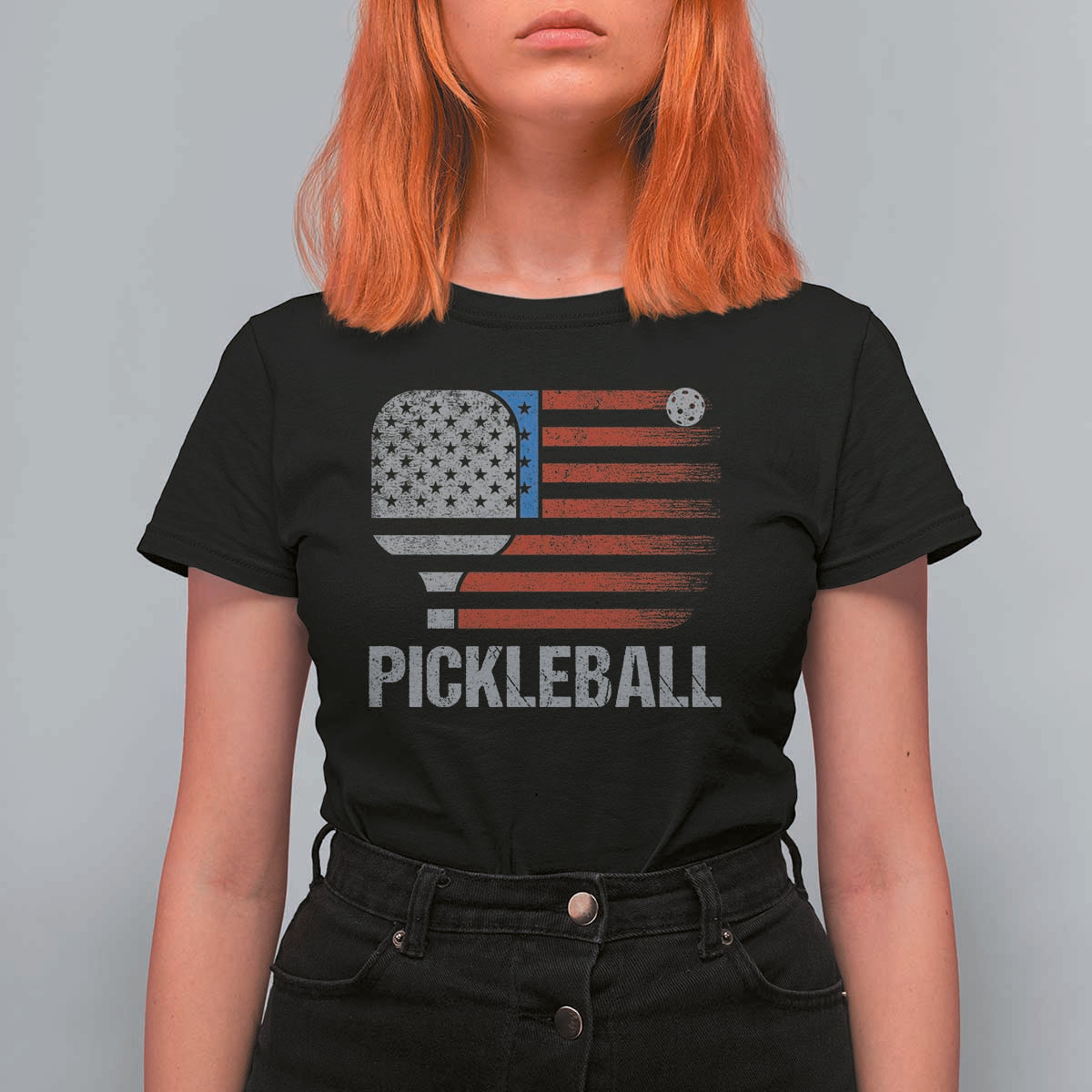 Pickleball Lover Vintage American Flag T Shirt For Women 4th of July - Wonder Print Shop