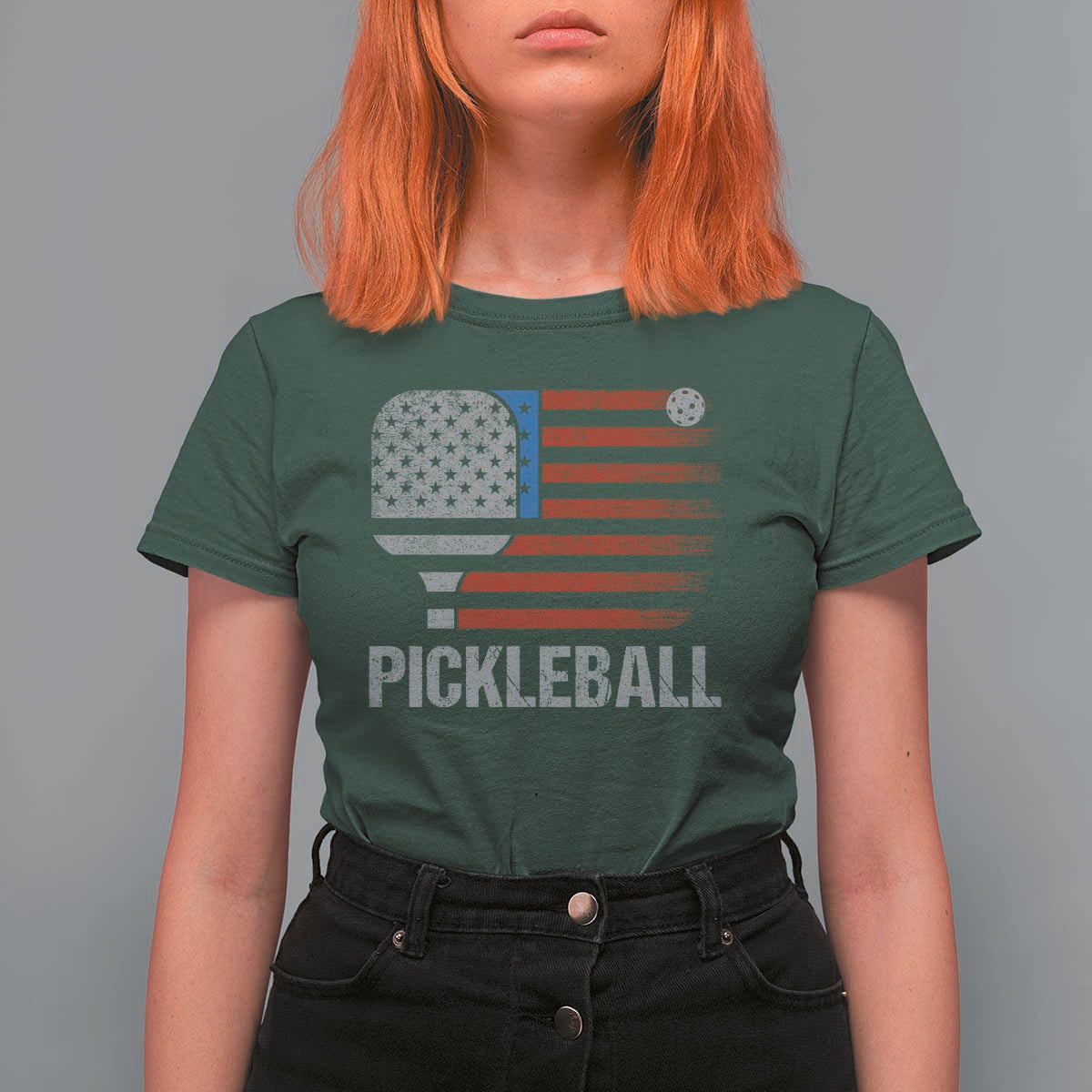 Pickleball Lover Vintage American Flag T Shirt For Women 4th of July - Wonder Print Shop