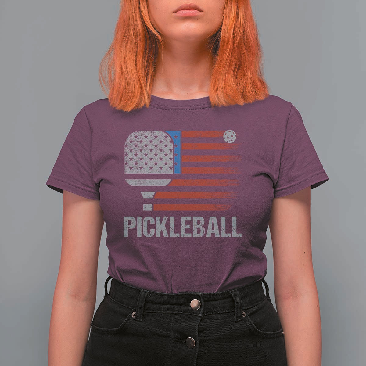 Pickleball Lover Vintage American Flag T Shirt For Women 4th of July - Wonder Print Shop