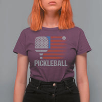 Pickleball Lover Vintage American Flag T Shirt For Women 4th of July - Wonder Print Shop
