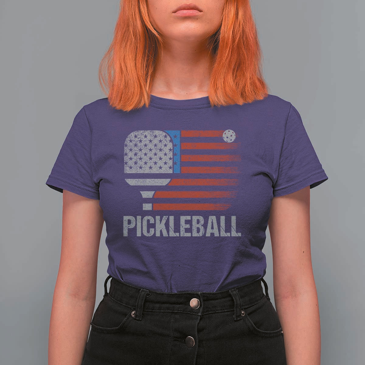 Pickleball Lover Vintage American Flag T Shirt For Women 4th of July - Wonder Print Shop