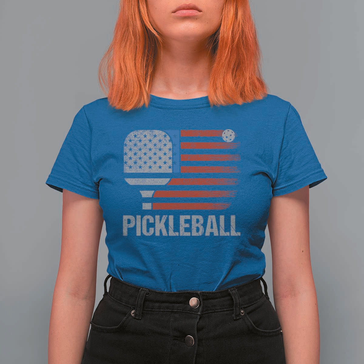 Pickleball Lover Vintage American Flag T Shirt For Women 4th of July - Wonder Print Shop