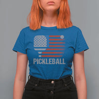 Pickleball Lover Vintage American Flag T Shirt For Women 4th of July - Wonder Print Shop