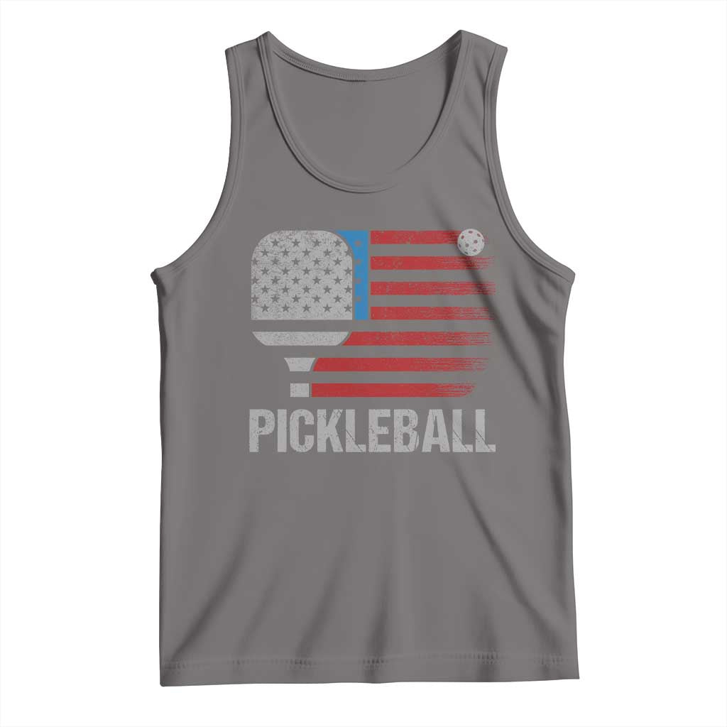 Pickleball Lover Vintage American Flag Tank Top 4th of July - Wonder Print Shop