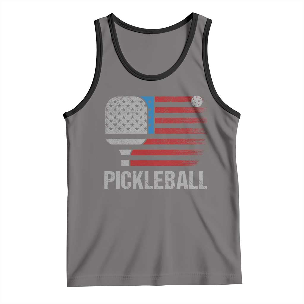 Pickleball Lover Vintage American Flag Tank Top 4th of July - Wonder Print Shop