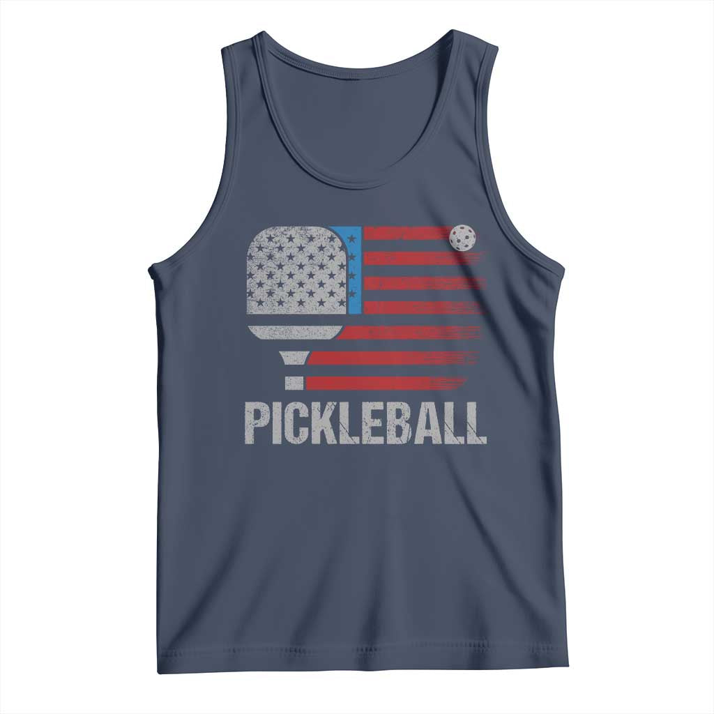 Pickleball Lover Vintage American Flag Tank Top 4th of July - Wonder Print Shop