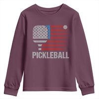 Pickleball Lover Vintage American Flag Youth Sweatshirt 4th of July - Wonder Print Shop