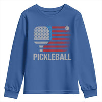 Pickleball Lover Vintage American Flag Youth Sweatshirt 4th of July - Wonder Print Shop
