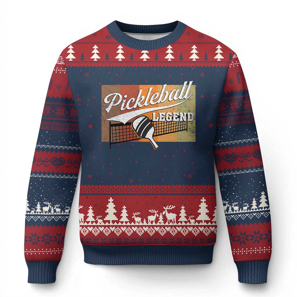 Funny Pickleball Legend Ugly Christmas Sweater Pickleball Player Retro Sport Lover - Wonder Print Shop