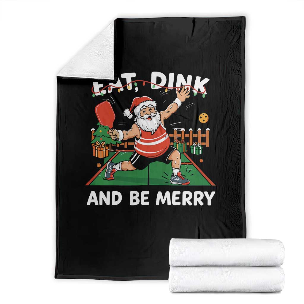 Funny Christmas Pickleball Throw Blanket Eat Dink And Be Merry Xmas Santa - Wonder Print Shop