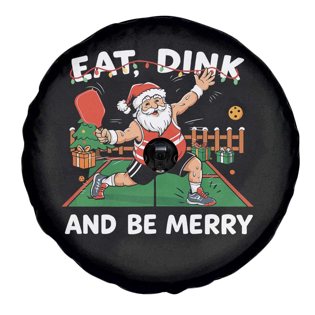 Funny Christmas Pickleball Spare Tire Cover Eat Dink And Be Merry Xmas Santa - Wonder Print Shop