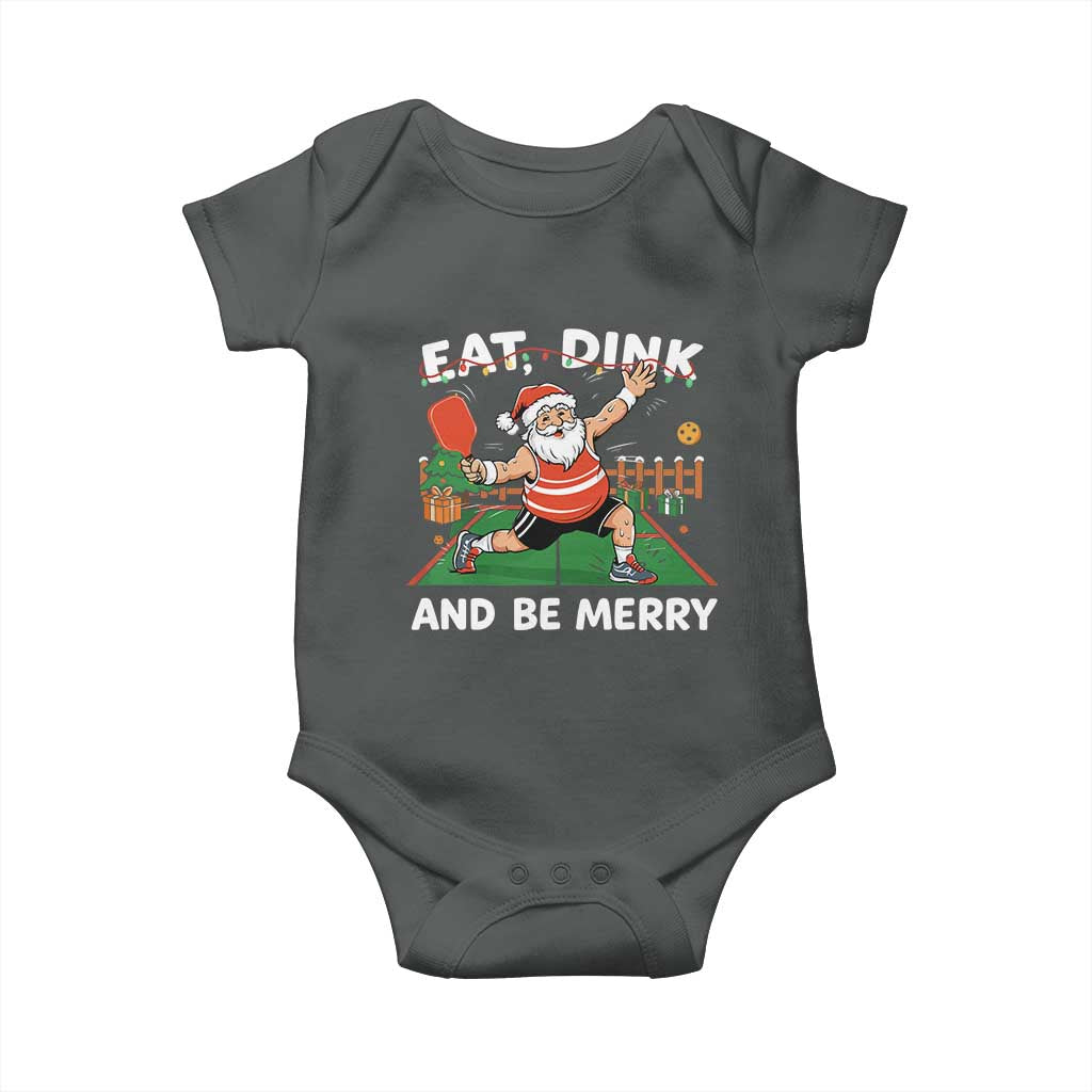 Funny Christmas Pickleball Baby Onesie Eat Dink And Be Merry Xmas Santa - Wonder Print Shop