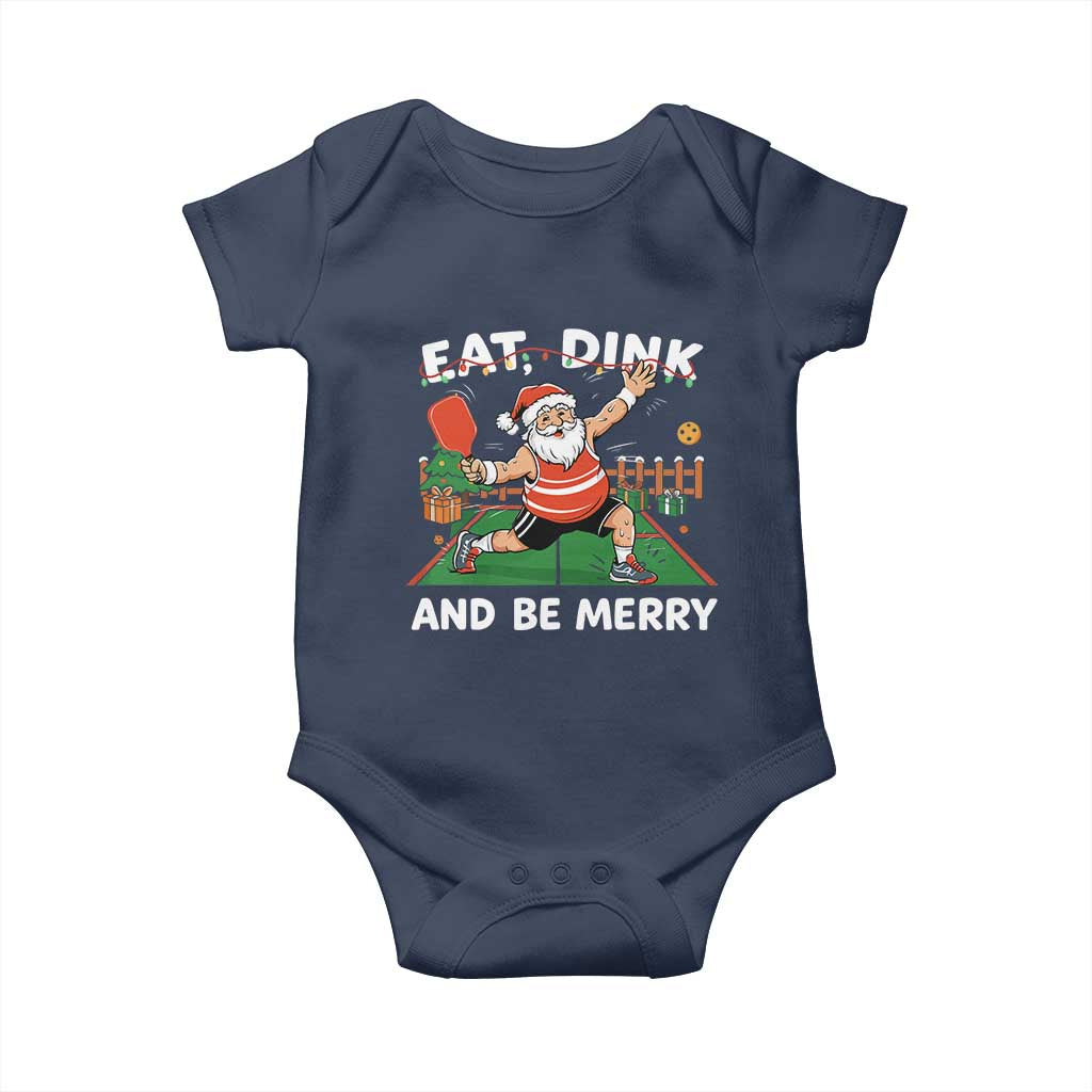 Funny Christmas Pickleball Baby Onesie Eat Dink And Be Merry Xmas Santa - Wonder Print Shop