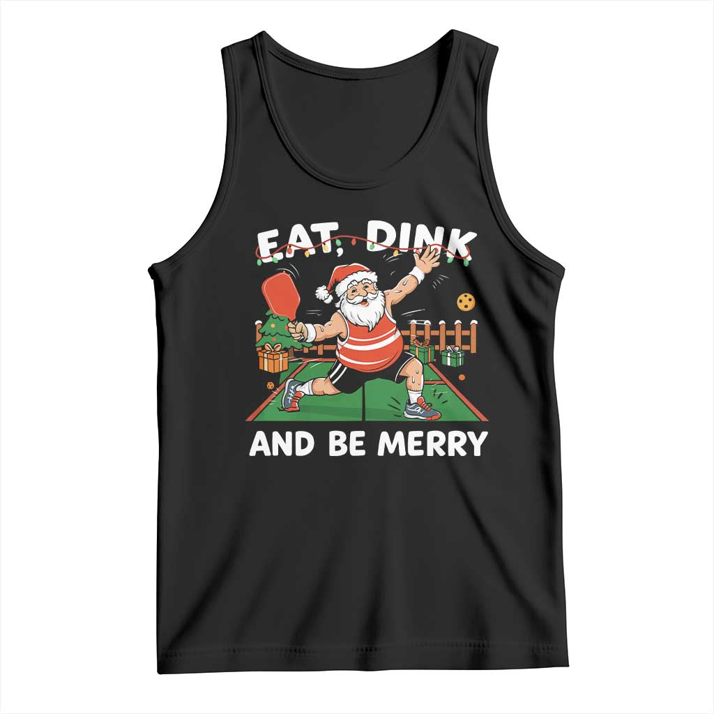 Funny Christmas Pickleball Tank Top Eat Dink And Be Merry Xmas Santa - Wonder Print Shop