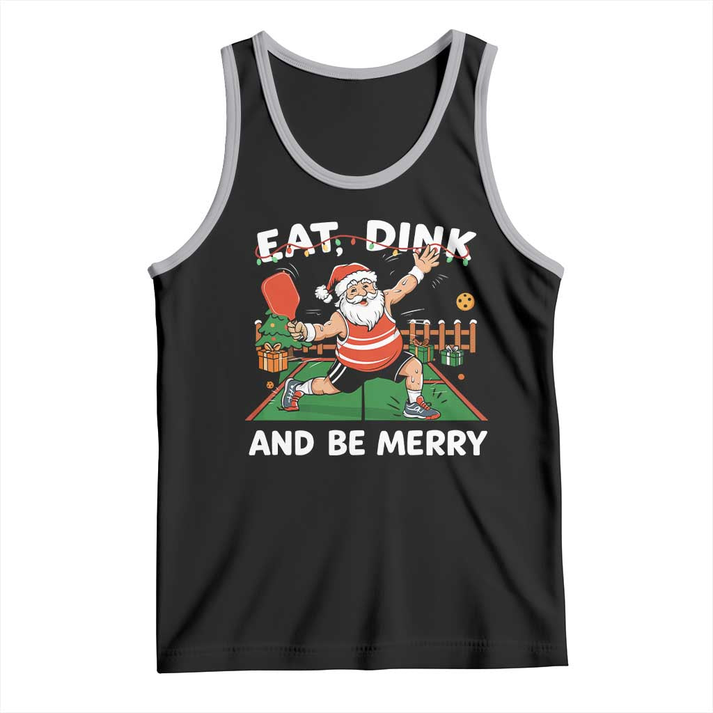 Funny Christmas Pickleball Tank Top Eat Dink And Be Merry Xmas Santa - Wonder Print Shop