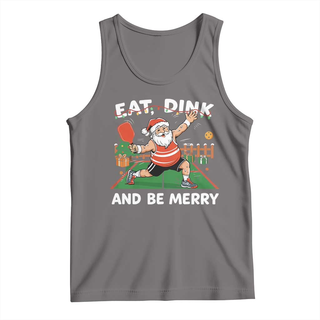 Funny Christmas Pickleball Tank Top Eat Dink And Be Merry Xmas Santa - Wonder Print Shop