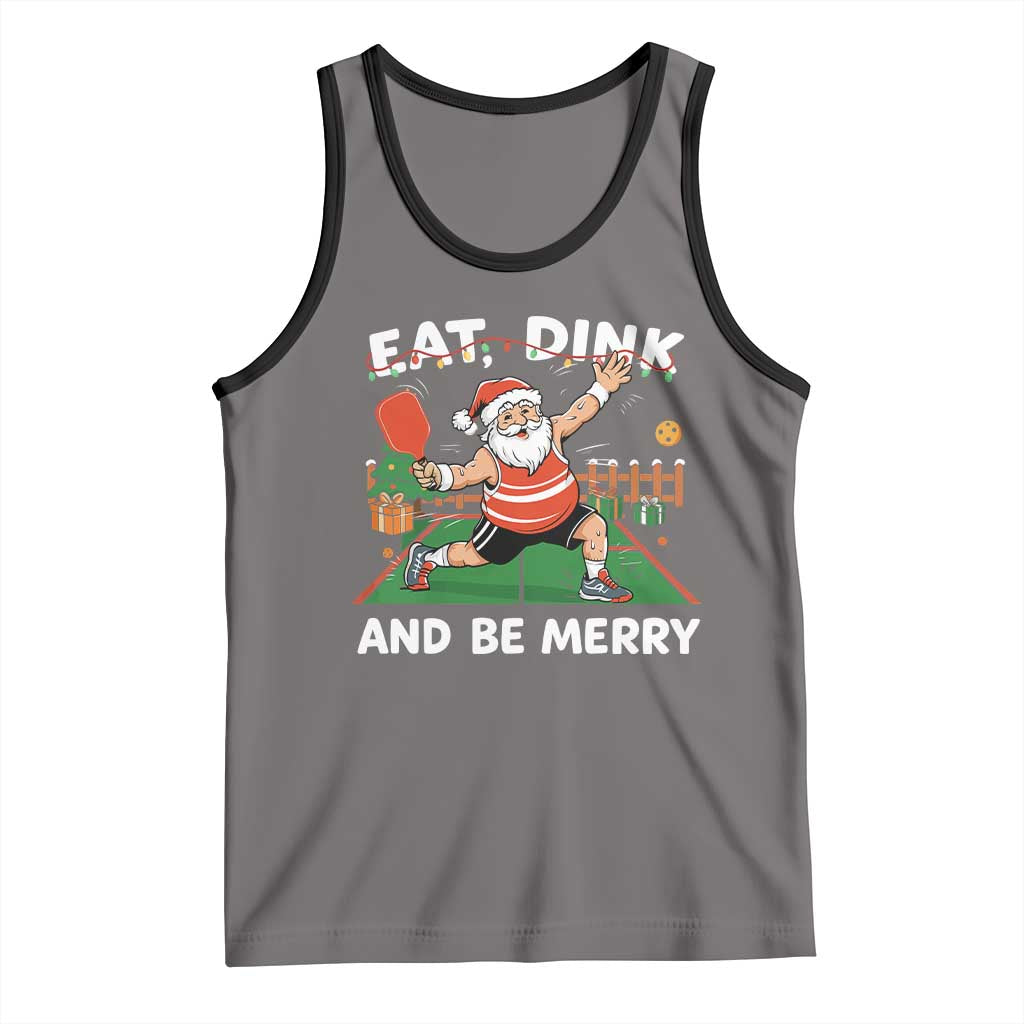 Funny Christmas Pickleball Tank Top Eat Dink And Be Merry Xmas Santa - Wonder Print Shop
