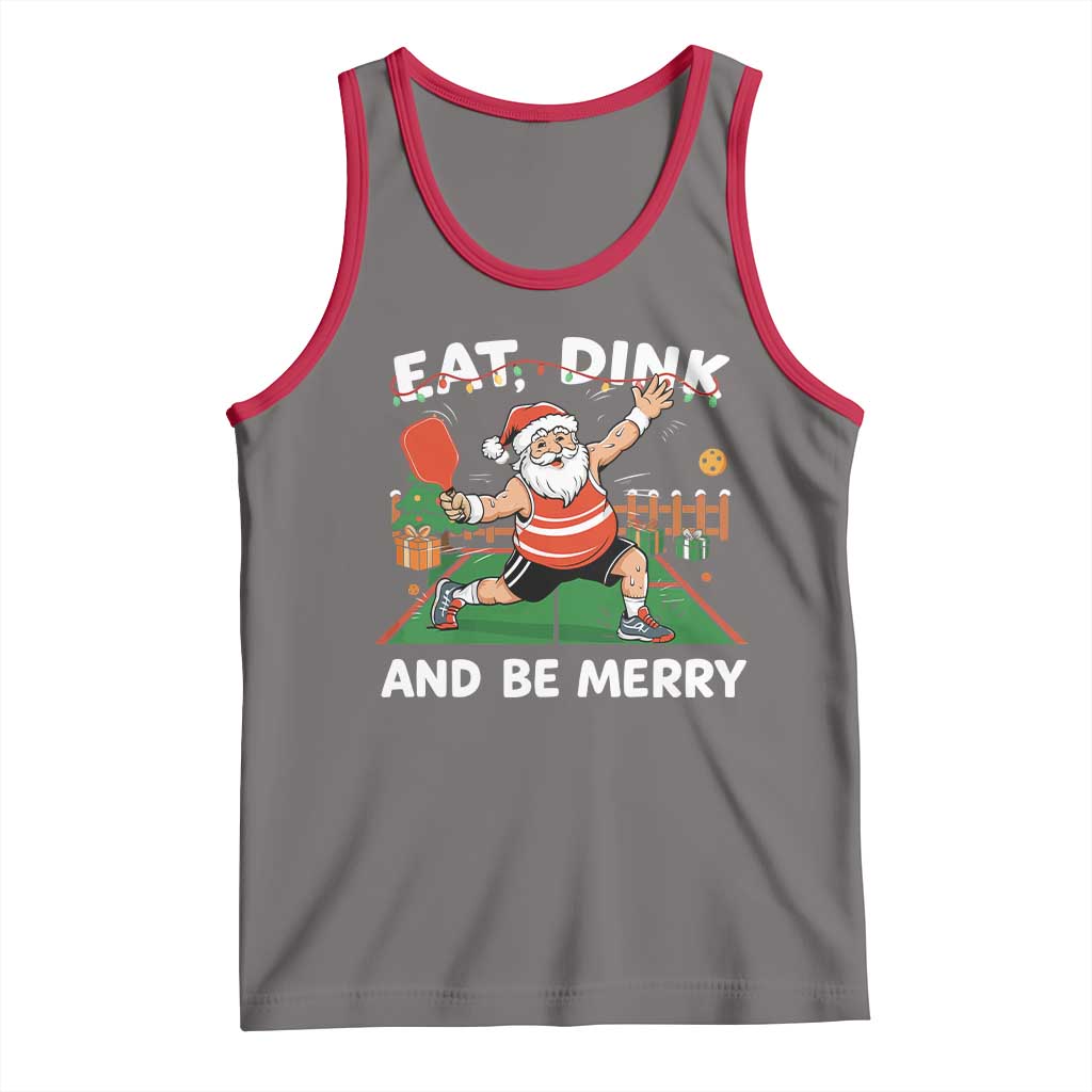Funny Christmas Pickleball Tank Top Eat Dink And Be Merry Xmas Santa - Wonder Print Shop