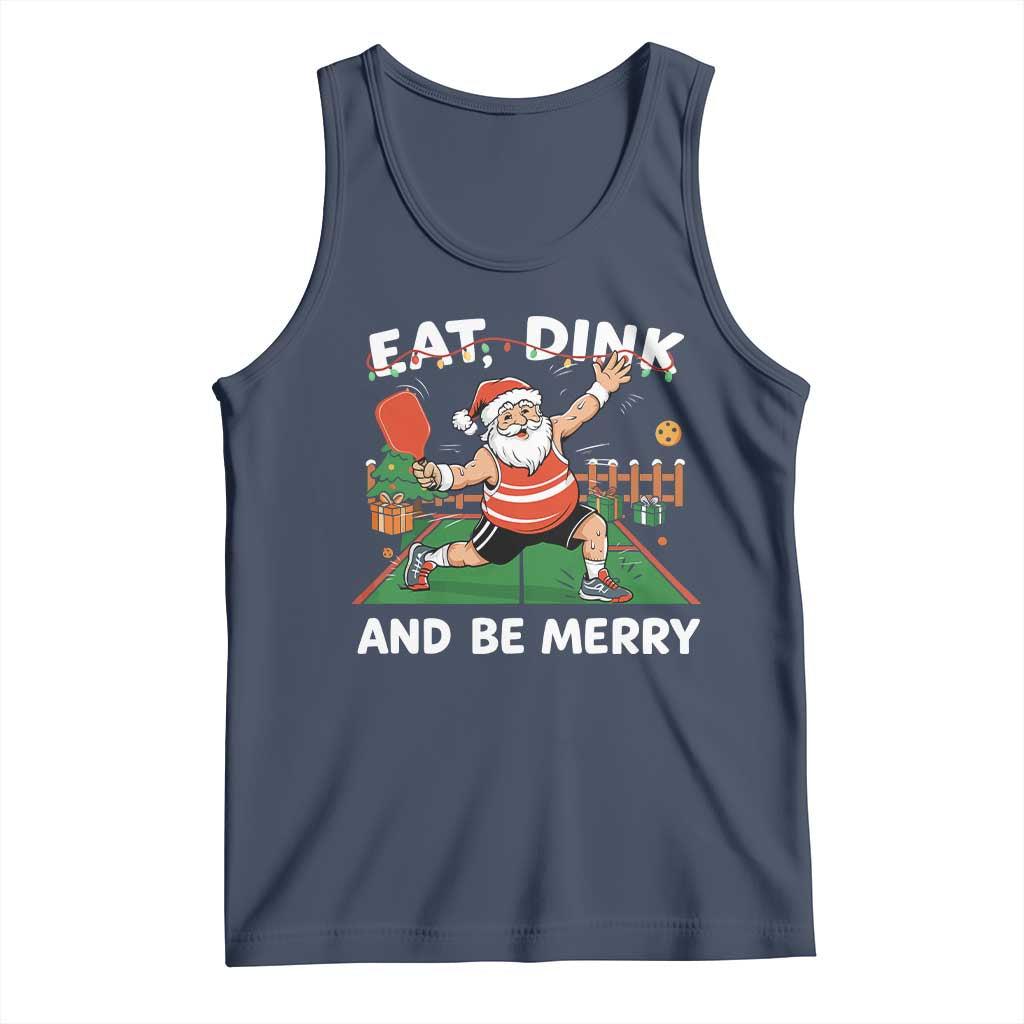 Funny Christmas Pickleball Tank Top Eat Dink And Be Merry Xmas Santa - Wonder Print Shop