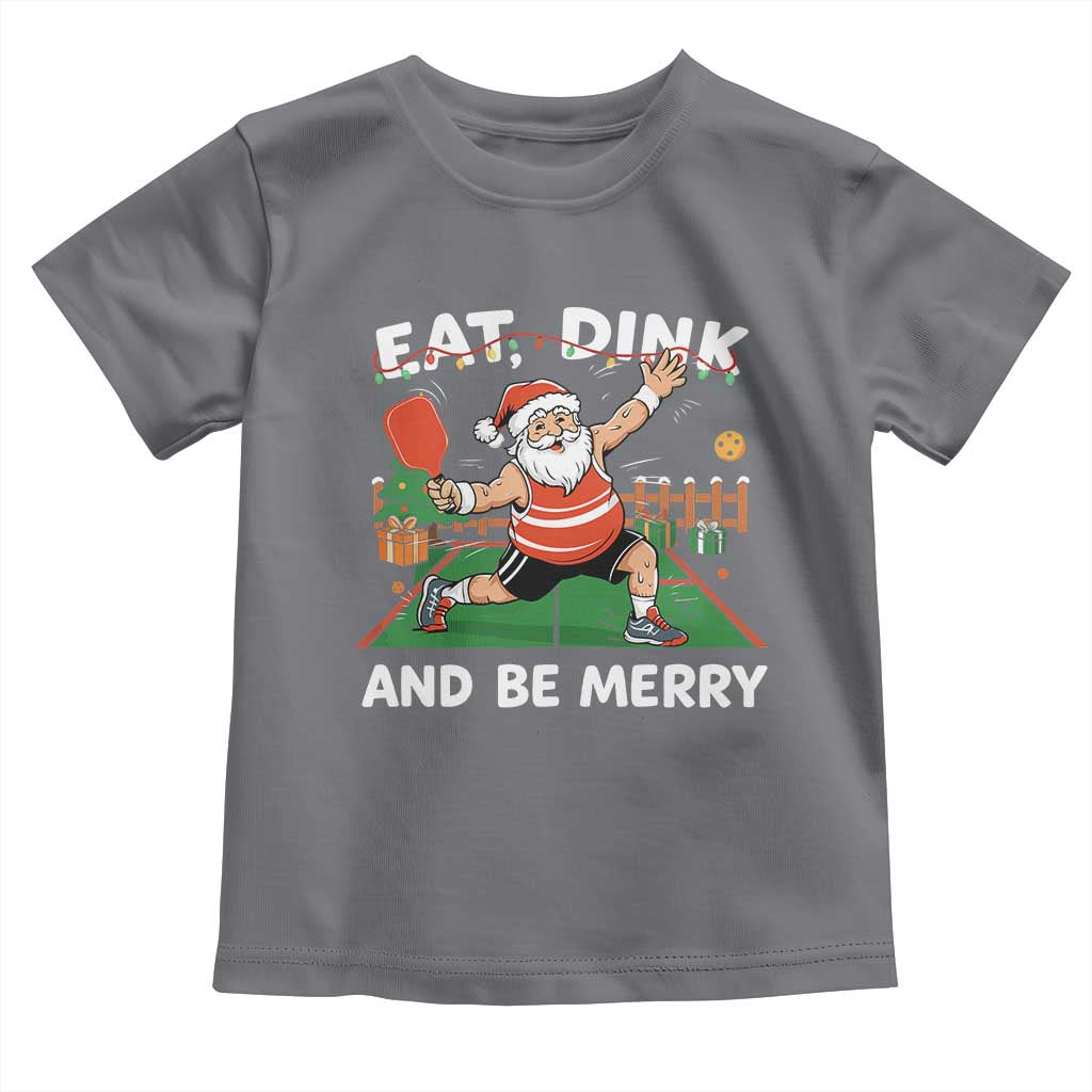 Funny Christmas Pickleball Toddler T Shirt Eat Dink And Be Merry Xmas Santa - Wonder Print Shop