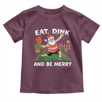 Funny Christmas Pickleball Toddler T Shirt Eat Dink And Be Merry Xmas Santa - Wonder Print Shop