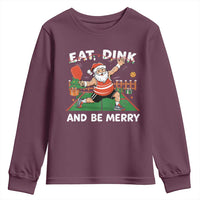 Funny Christmas Pickleball Youth Sweatshirt Eat Dink And Be Merry Xmas Santa - Wonder Print Shop