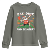 Funny Christmas Pickleball Youth Sweatshirt Eat Dink And Be Merry Xmas Santa - Wonder Print Shop