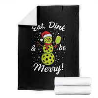Funny Christmas Pickleball Throw Blanket Eat Dink And Be Merry Snowman - Wonder Print Shop