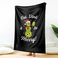 Funny Christmas Pickleball Throw Blanket Eat Dink And Be Merry Snowman - Wonder Print Shop