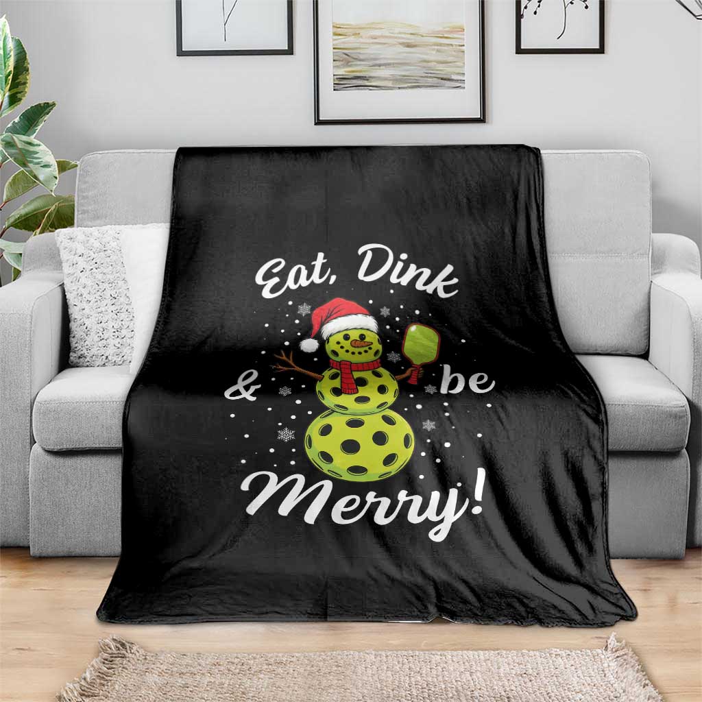 Funny Christmas Pickleball Throw Blanket Eat Dink And Be Merry Snowman - Wonder Print Shop