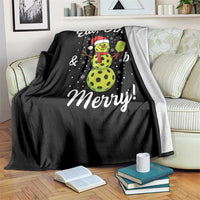 Funny Christmas Pickleball Throw Blanket Eat Dink And Be Merry Snowman - Wonder Print Shop