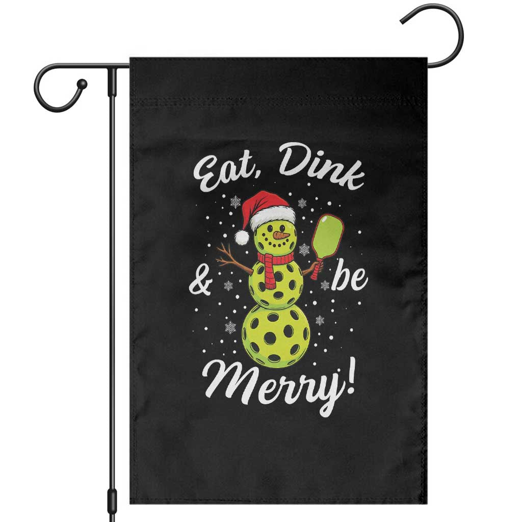 Funny Christmas Pickleball Garden Flag Eat Dink And Be Merry Snowman - Wonder Print Shop