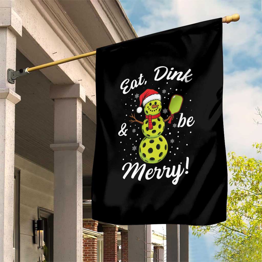 Funny Christmas Pickleball Garden Flag Eat Dink And Be Merry Snowman - Wonder Print Shop
