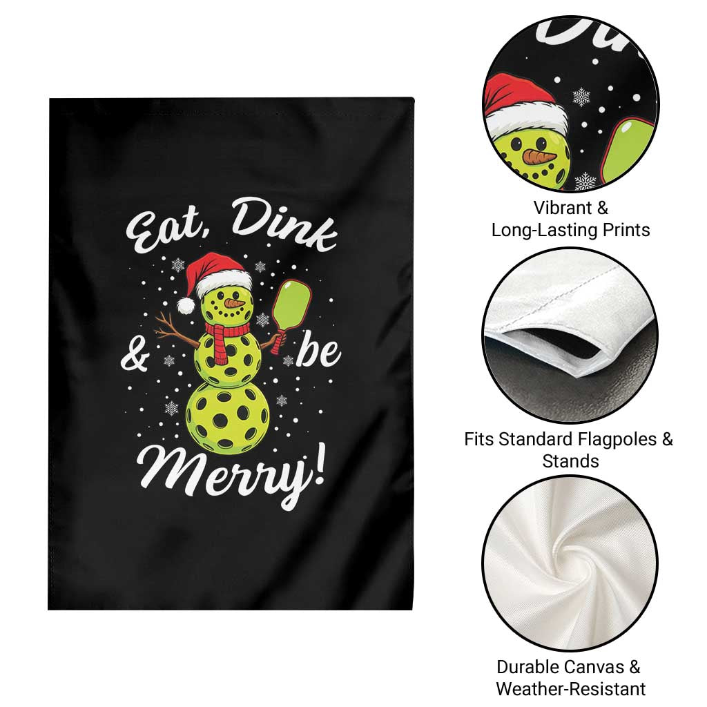 Funny Christmas Pickleball Garden Flag Eat Dink And Be Merry Snowman - Wonder Print Shop