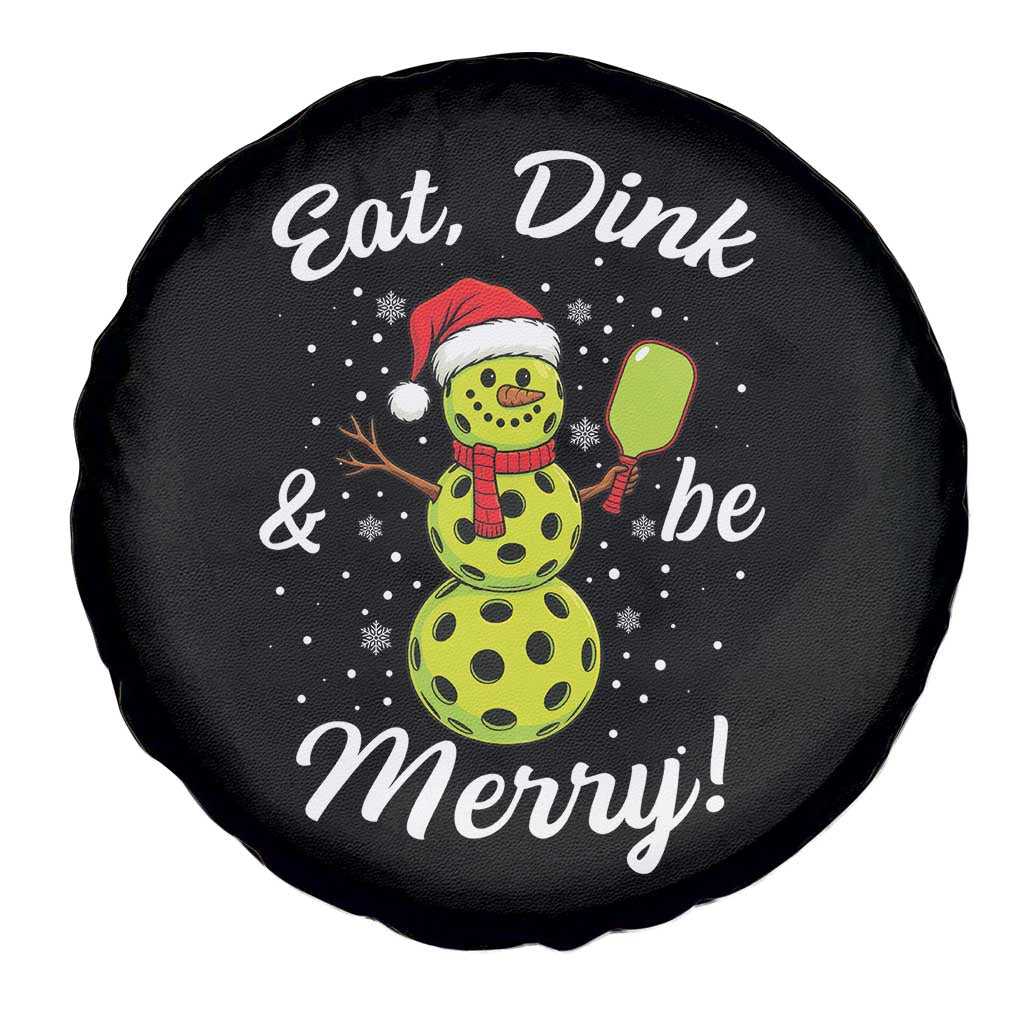 Funny Christmas Pickleball Spare Tire Cover Eat Dink And Be Merry Snowman - Wonder Print Shop