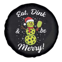 Funny Christmas Pickleball Spare Tire Cover Eat Dink And Be Merry Snowman - Wonder Print Shop
