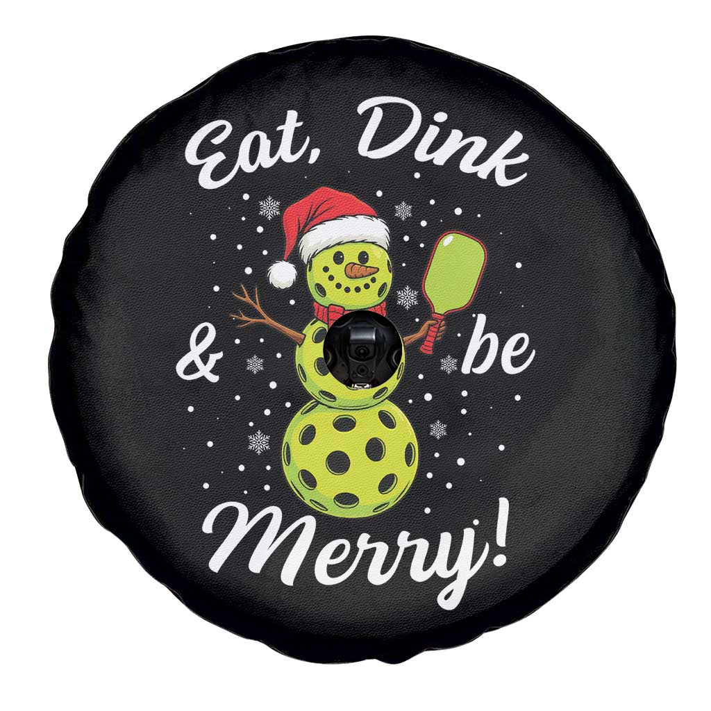 Funny Christmas Pickleball Spare Tire Cover Eat Dink And Be Merry Snowman - Wonder Print Shop