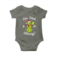 Funny Christmas Pickleball Baby Onesie Eat Dink And Be Merry Snowman - Wonder Print Shop