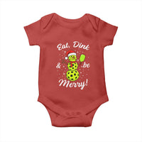 Funny Christmas Pickleball Baby Onesie Eat Dink And Be Merry Snowman - Wonder Print Shop